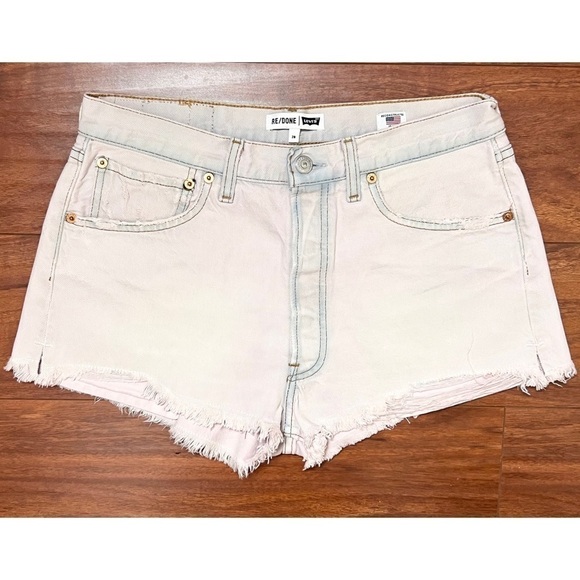 NWT RE/DONE X LEVI’S High Waist Pastel Pink Upcycled Denim Cutoff Jean Short 28 - Picture 2 of 8